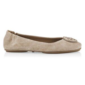 Tori Burch Minnie Travel Ballet Flats in Suede (Women's Size 11, Gray)